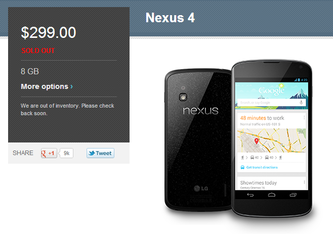 nexus 4 sold out where to buy now
